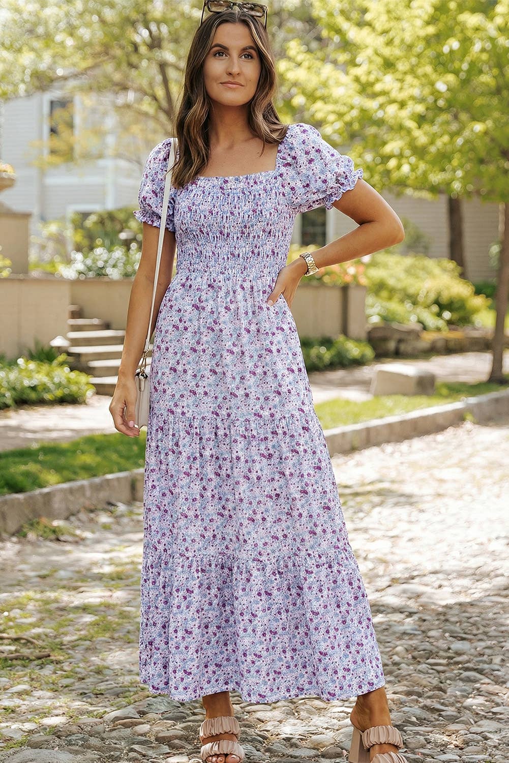Bubble Sleeve Maxi Dress