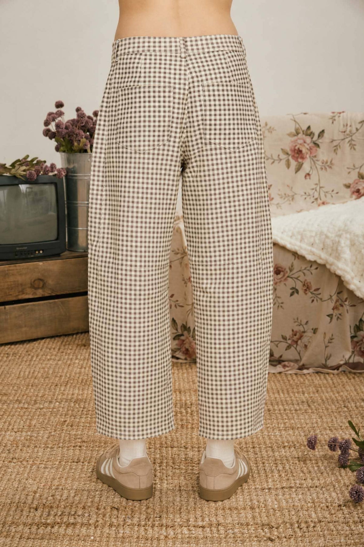 Gingham Barrel Pants