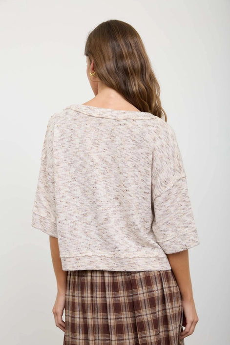 Marled Button Down Top