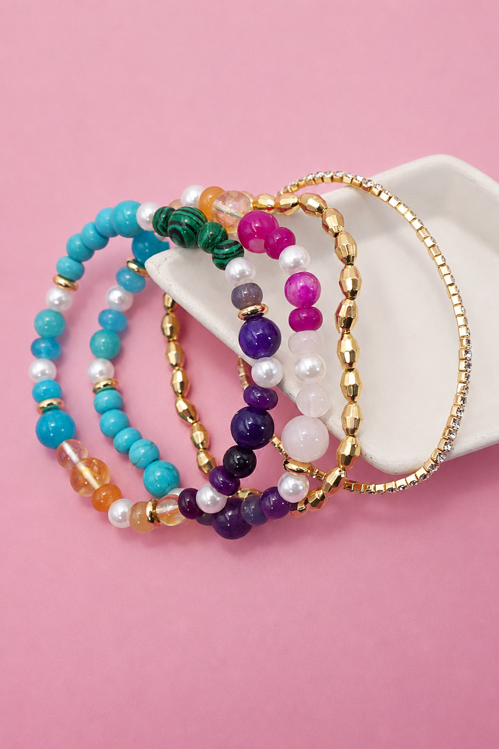 Multi-Colored Glass Beaded Bracelet