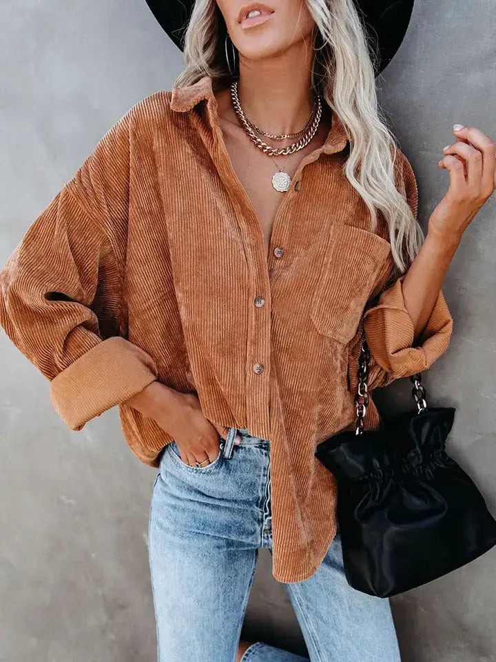 Casual Corduroy Button-Down Shirt