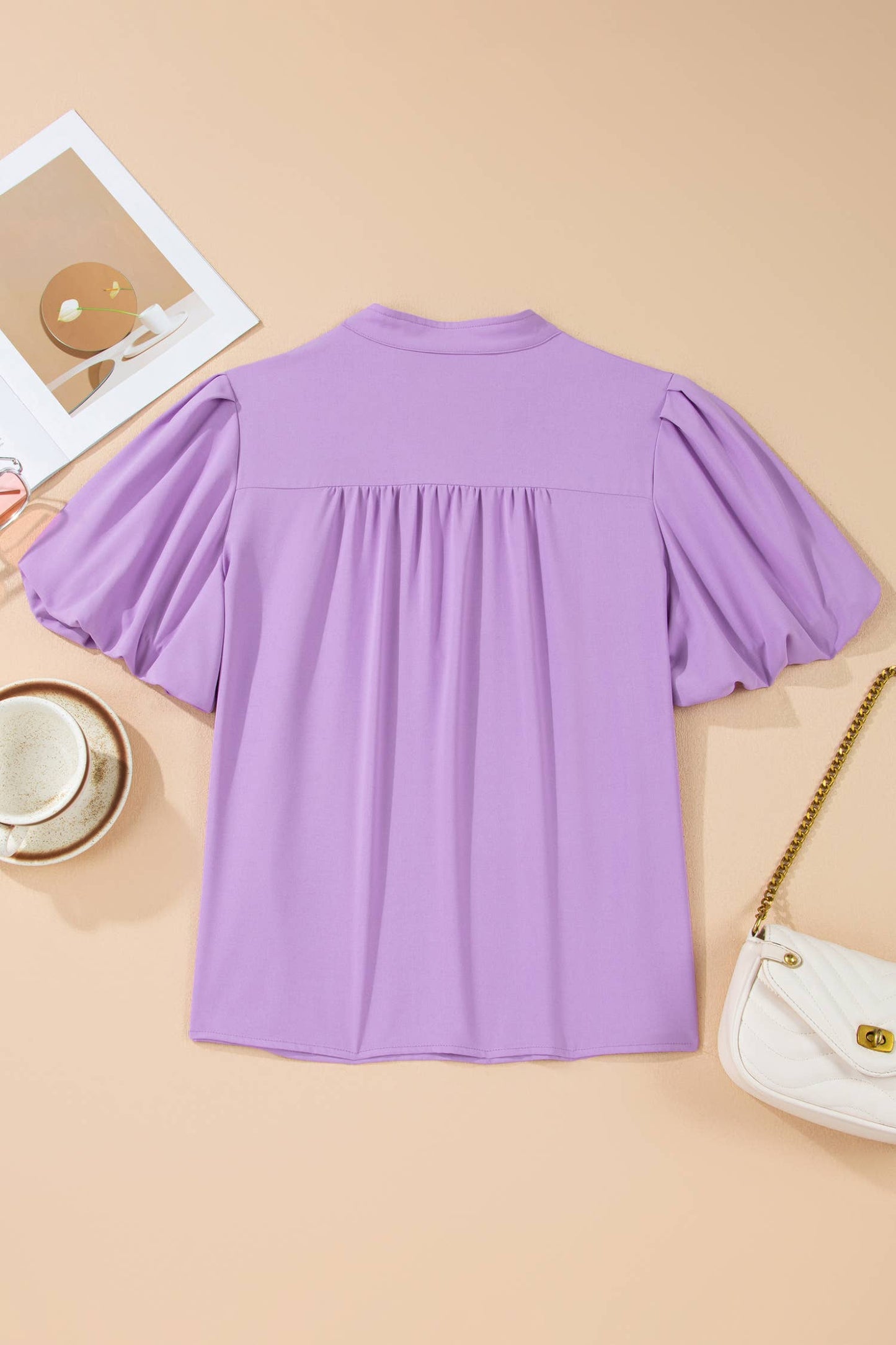 V Puff Sleeve Blouse