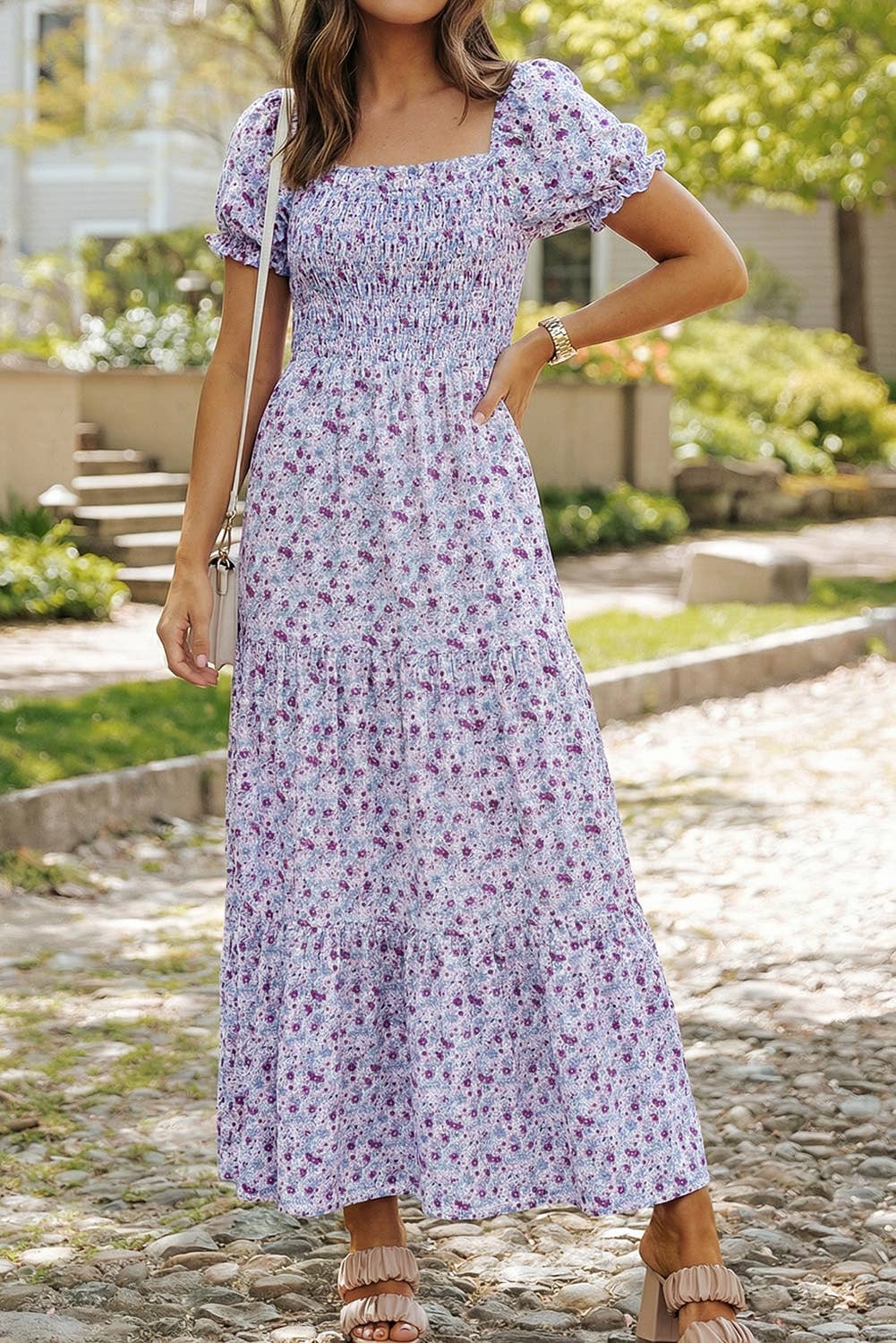 Bubble Sleeve Maxi Dress