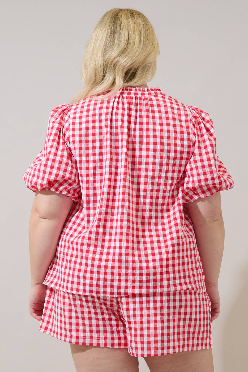 Checker Ruffle Blouse