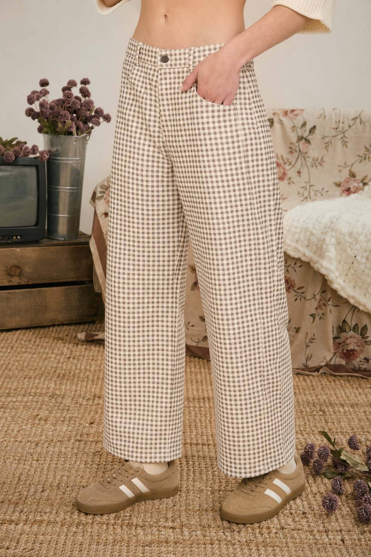 Gingham Barrel Pants