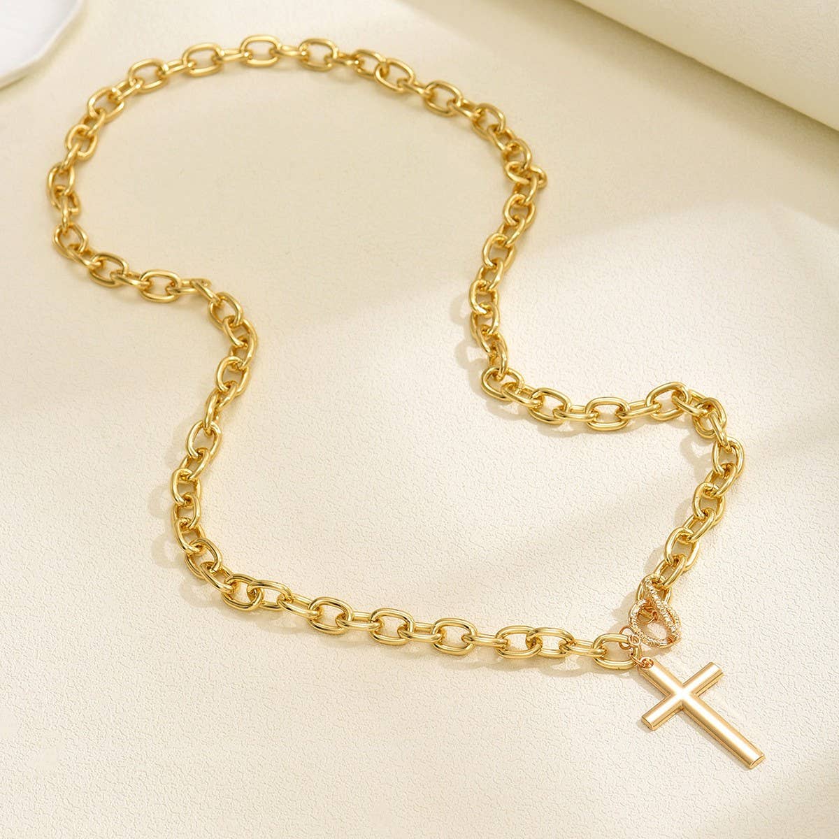 Puffy Cross Statement Necklace