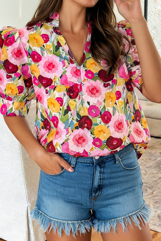 Frilled V Neck Blouse