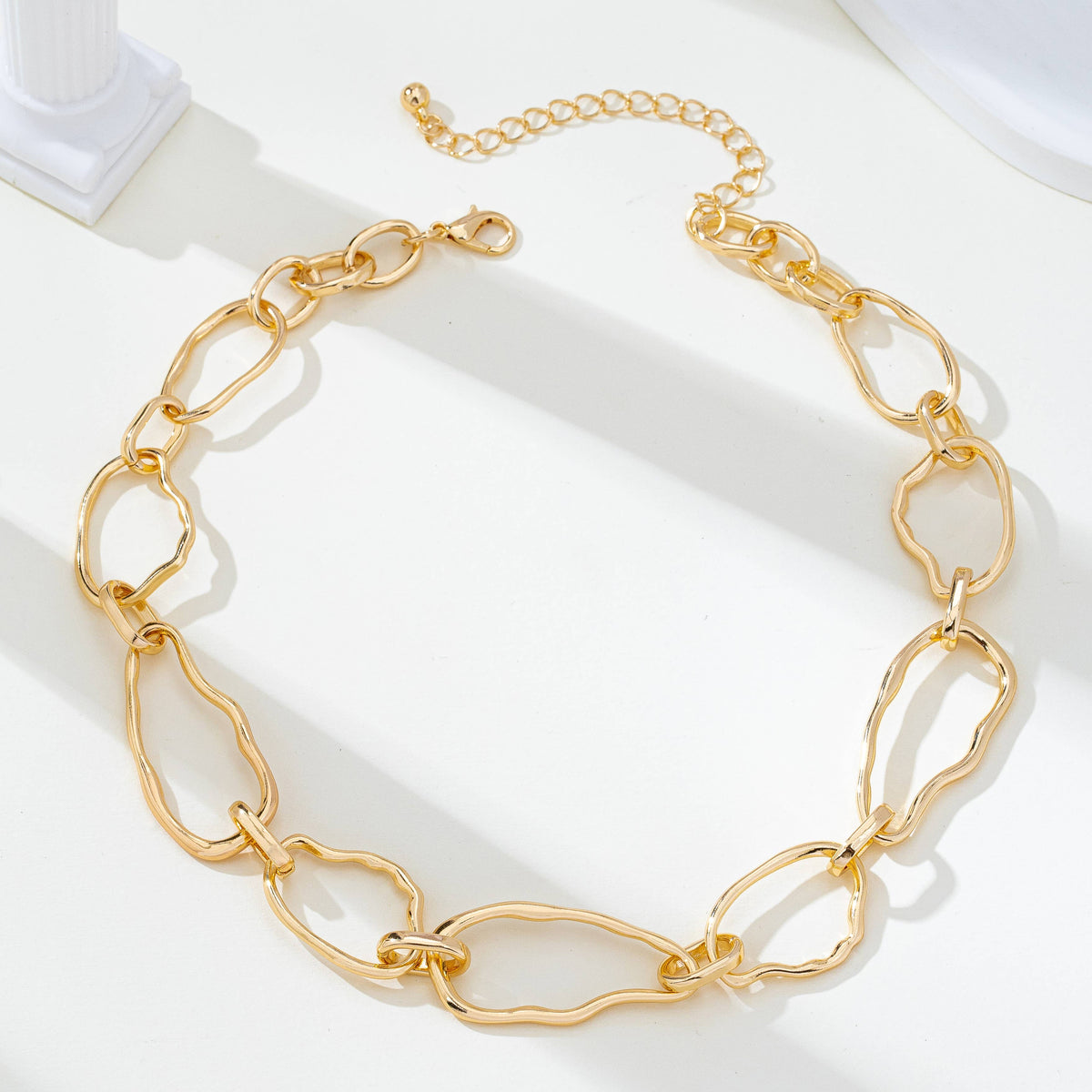 Artisanal Hammered Organic Link Necklace