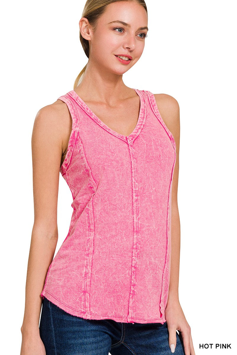 Crinkle Washed Raw Edge Top
