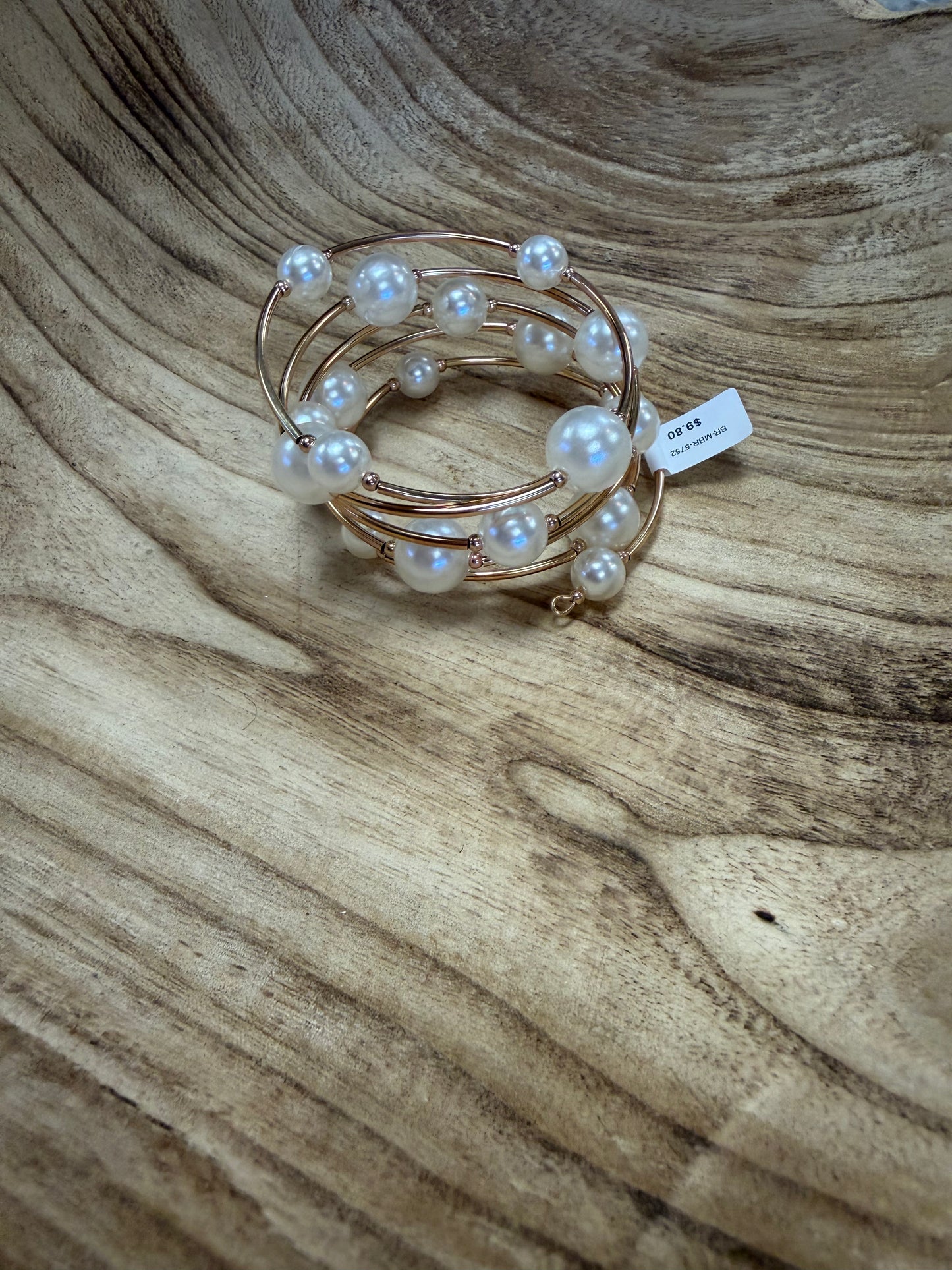 Gold & Pearl Twist Cuff Bracelet