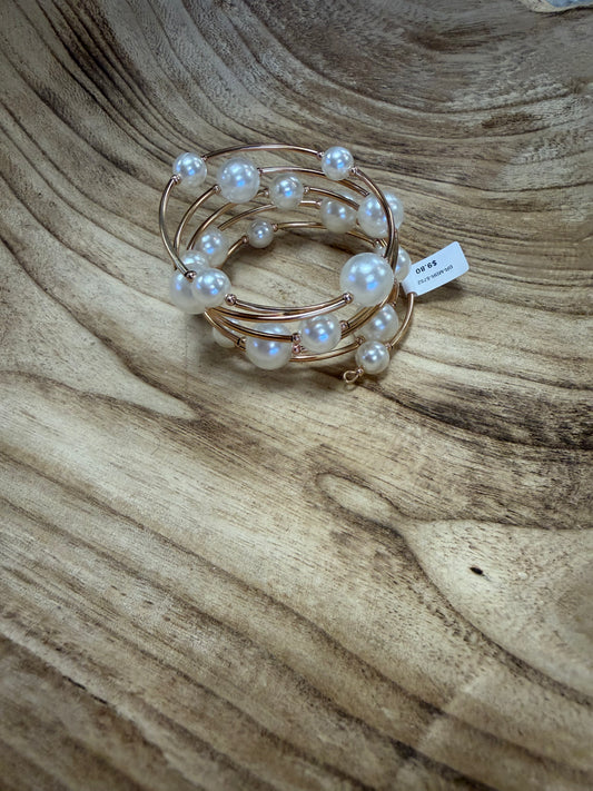 Gold & Pearl Twist Cuff Bracelet
