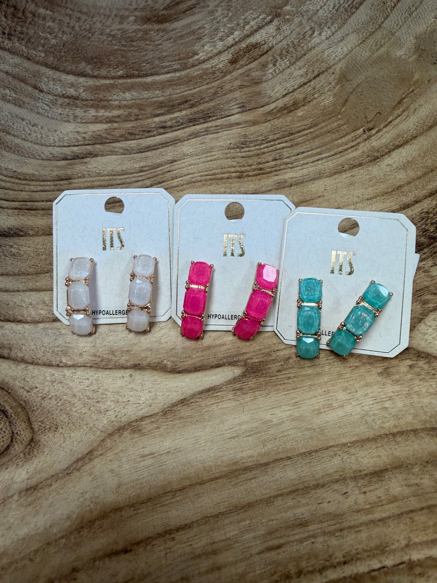 Three Stone Color Earrings