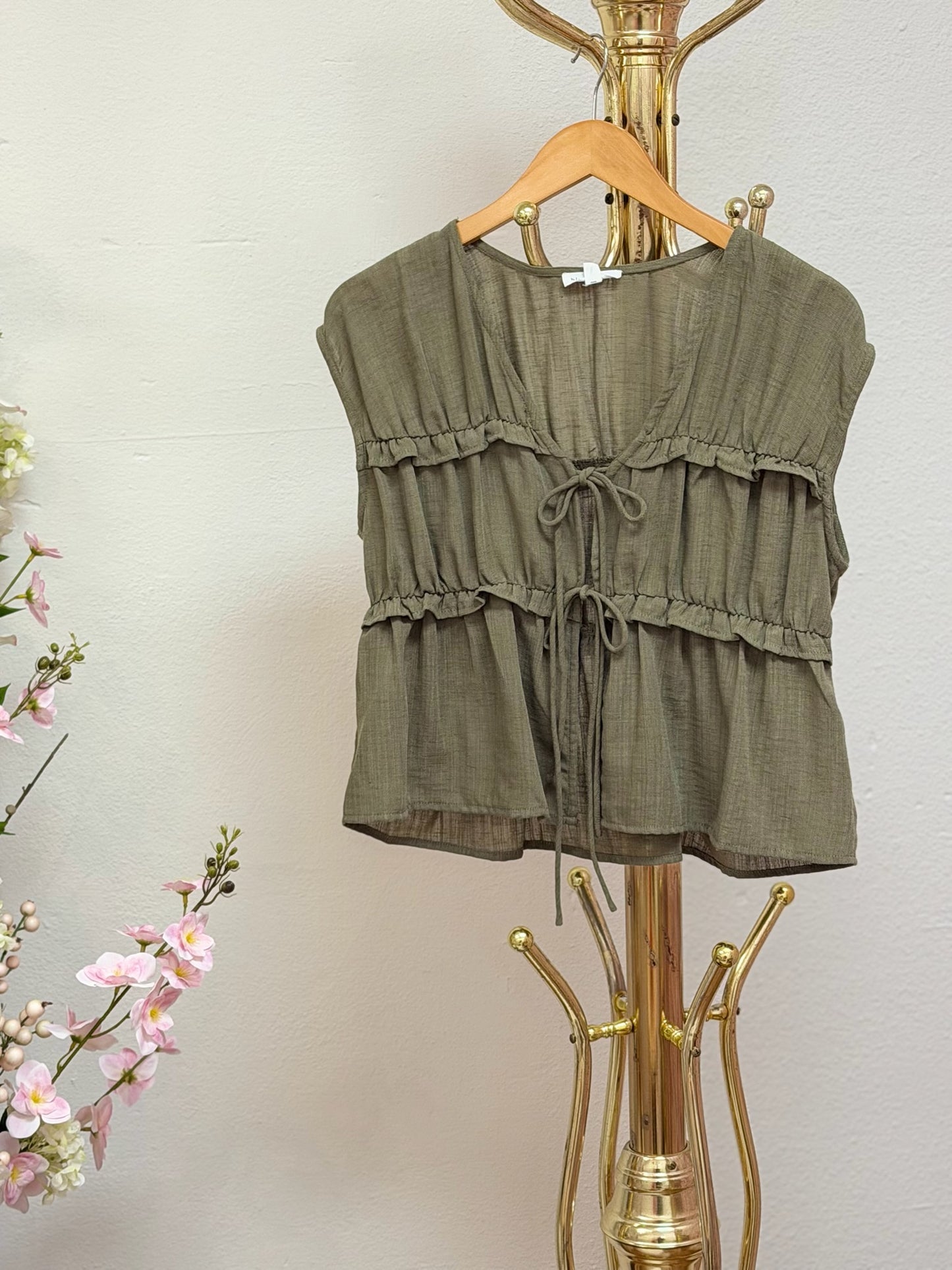 Ruffle V-Neck Sleeveless Lounge Set