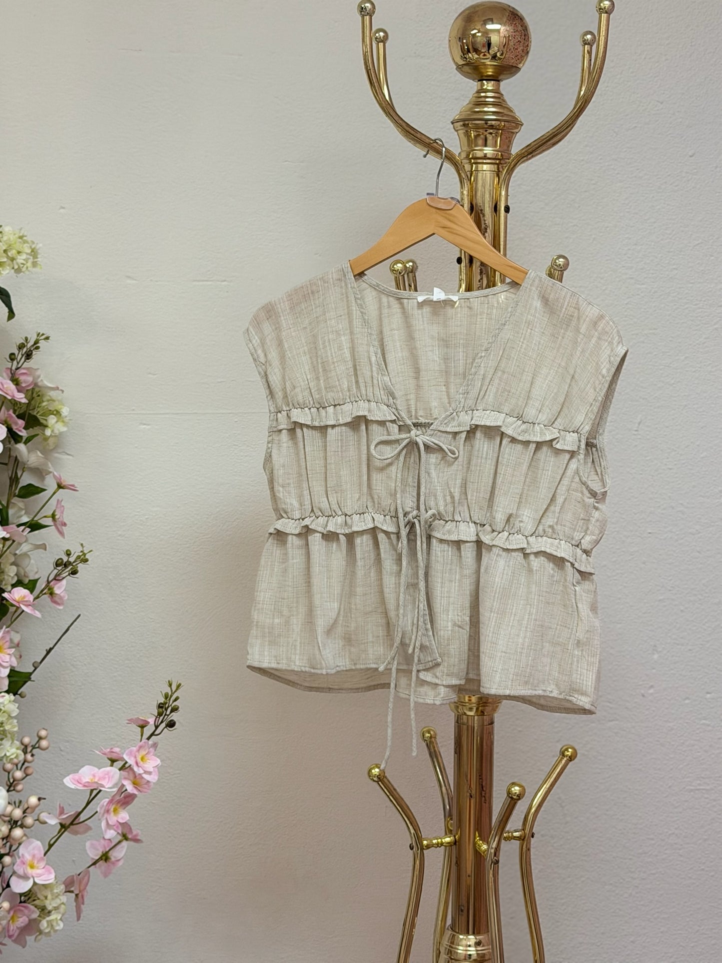 Ruffle V-Neck Sleeveless Lounge Set
