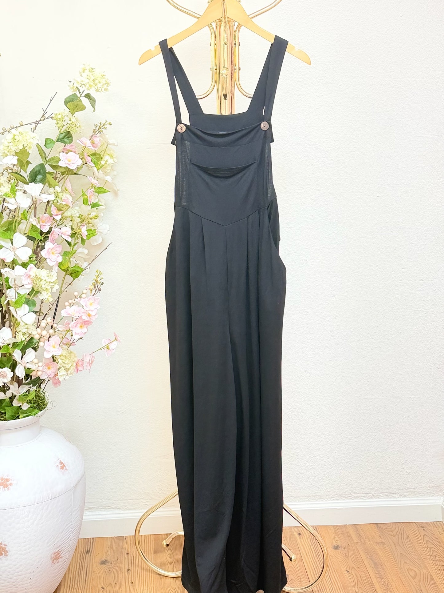 Pleated Overalls with Pockets