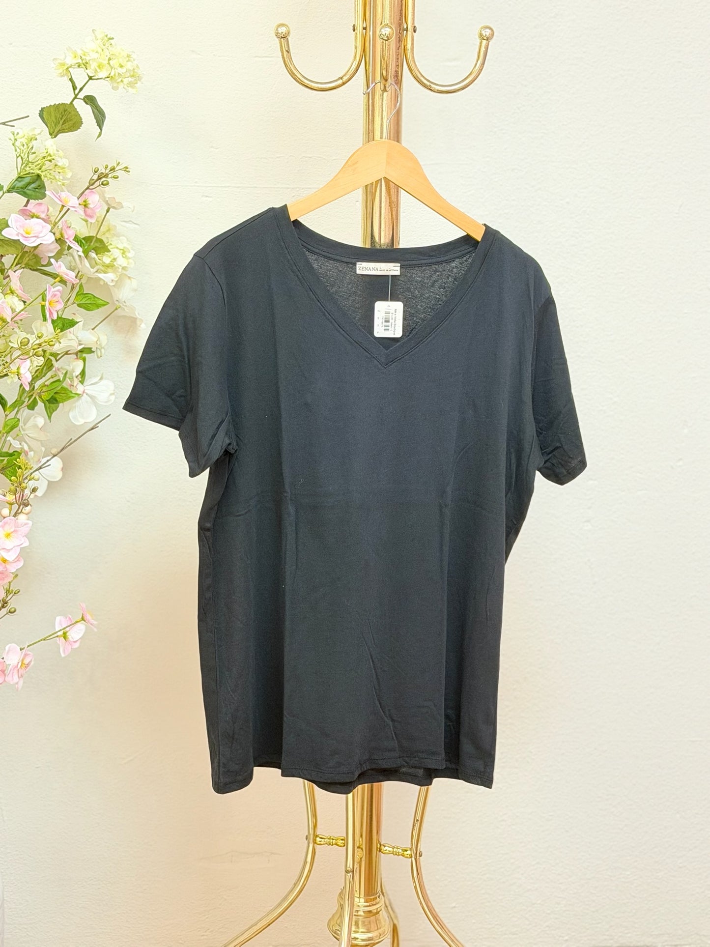 Cotton Short Sleeve V-Neck Tee