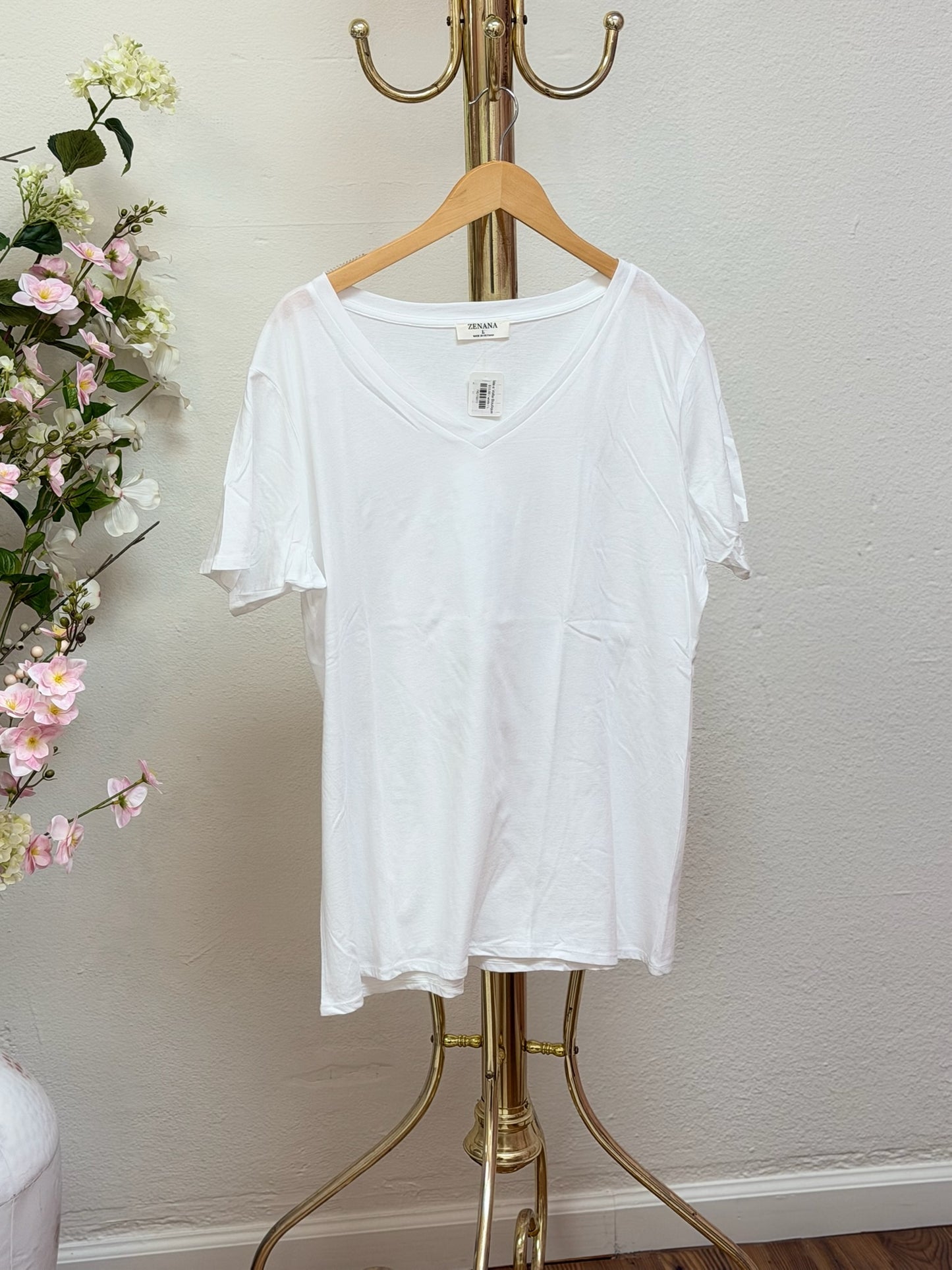 Cotton Short Sleeve V-Neck Tee