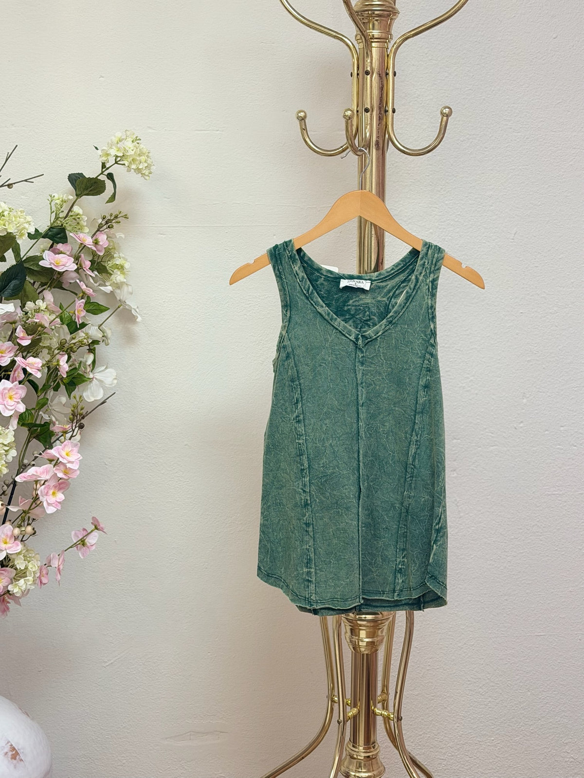 Crinkle Washed Raw Edge Top