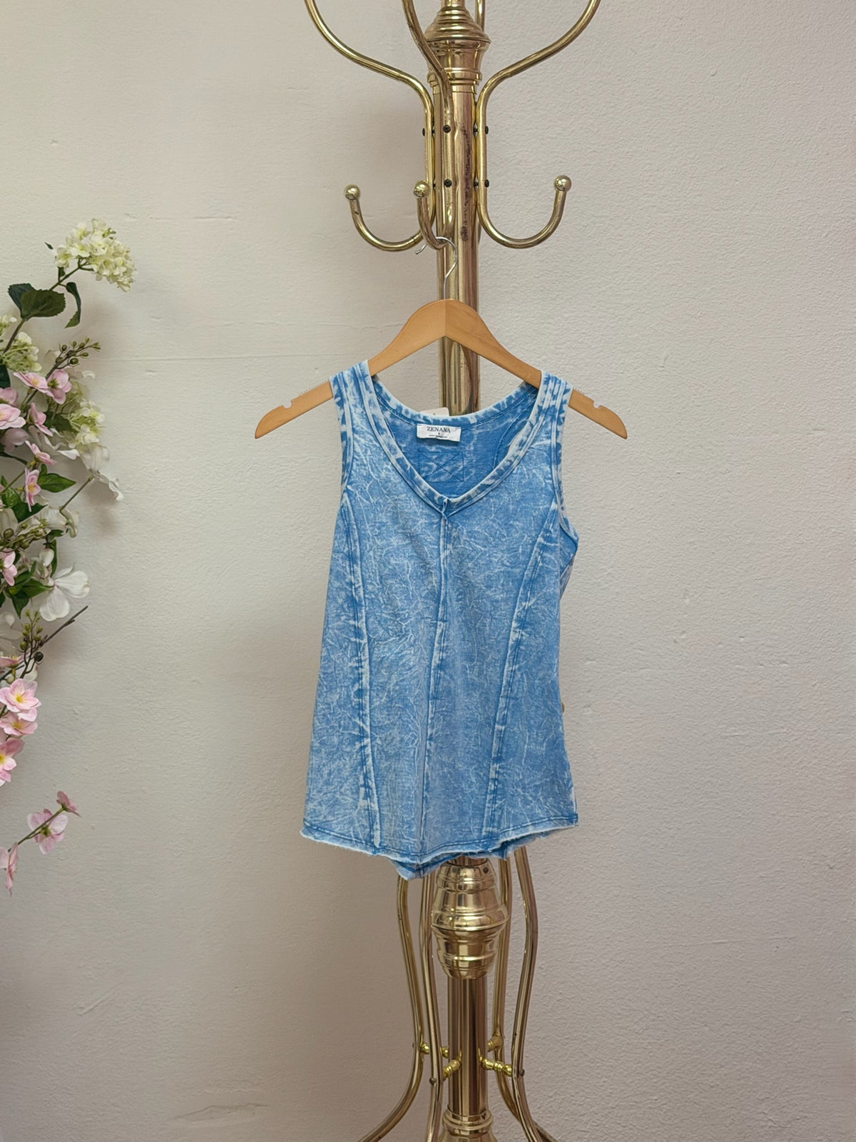 Crinkle Washed Raw Edge Top