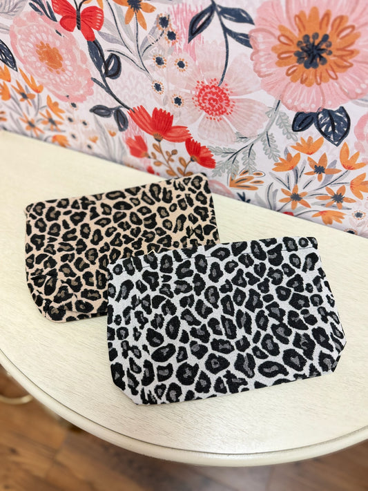 Leopard Canvas Cosmetic Makeup Travel Clutch Bag