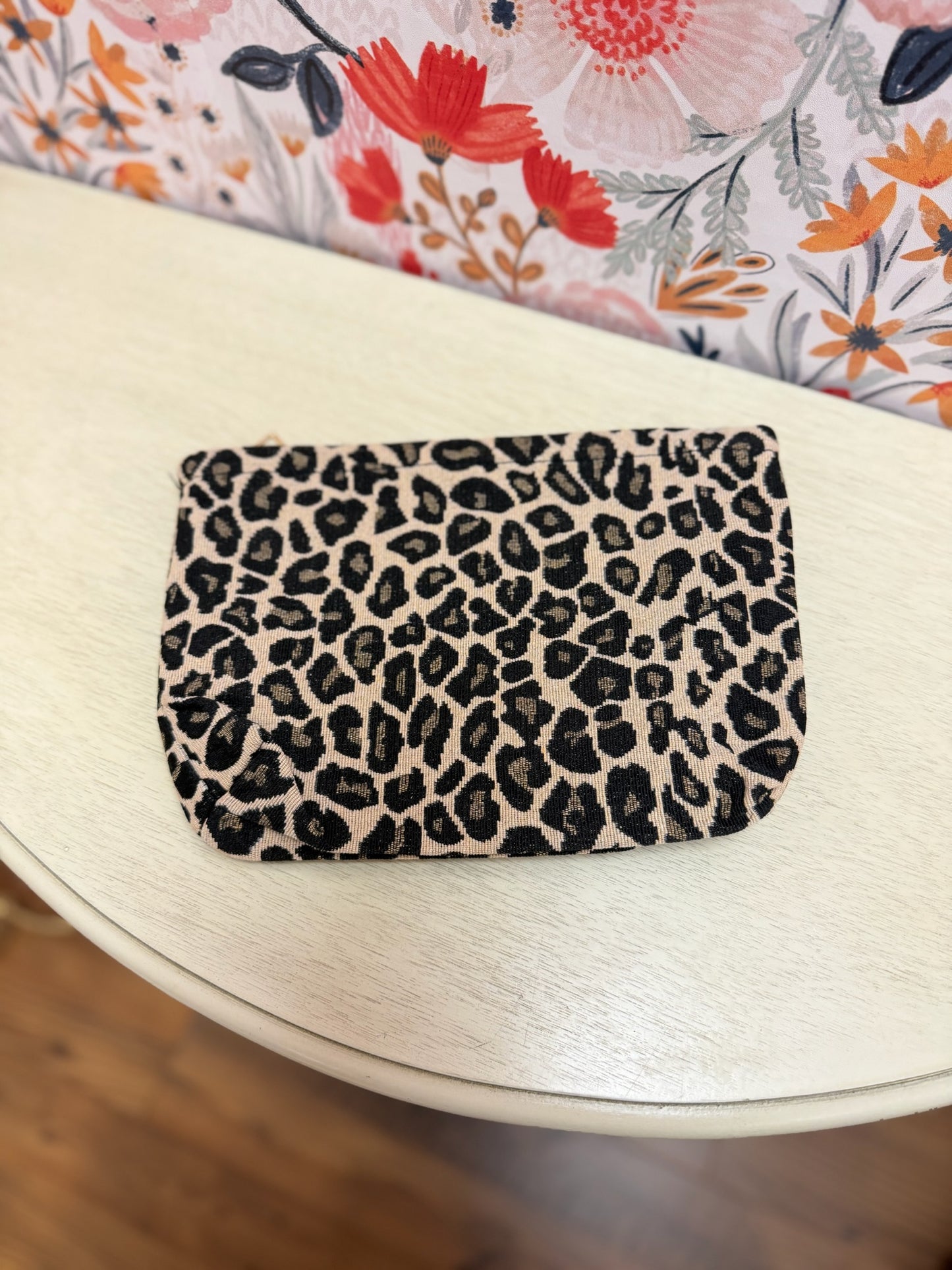 Leopard Canvas Cosmetic Makeup Travel Clutch Bag