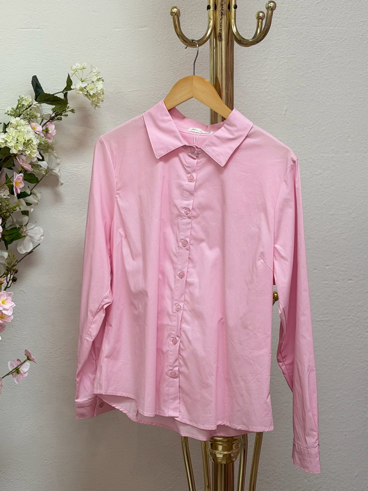 Long Sleeve Button Down Poplin Shirt