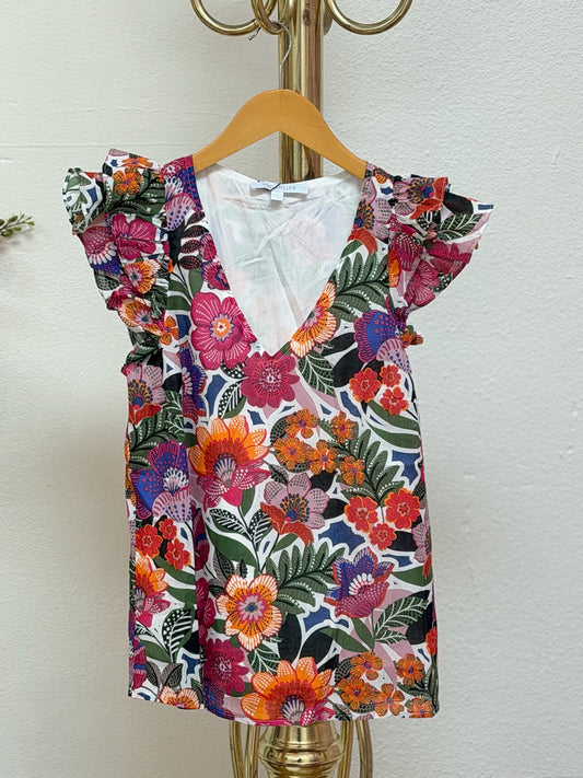 Floral Tiffy Ruffle Top