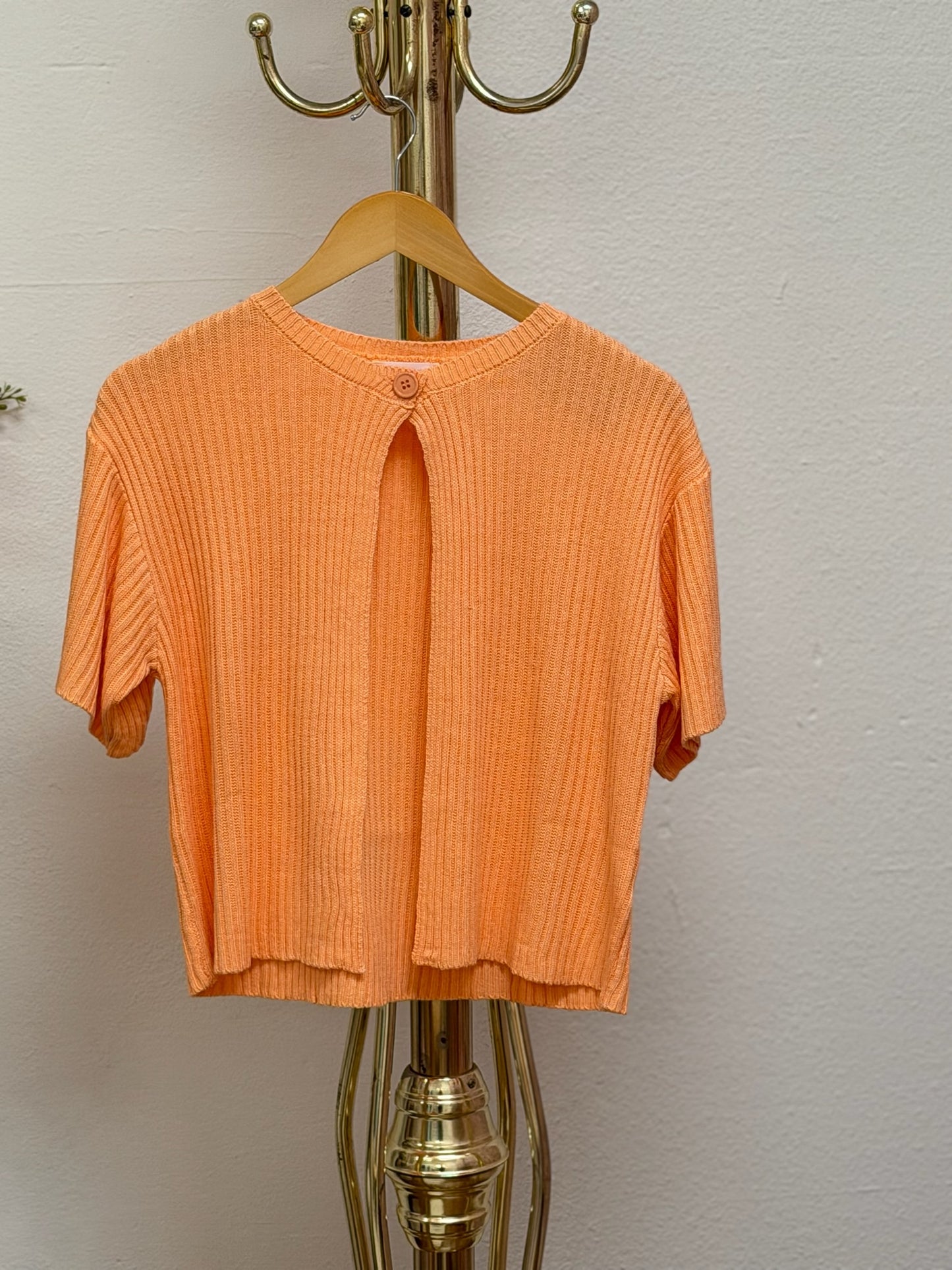 Round Neck Half Sleeve Sweater Cardigan