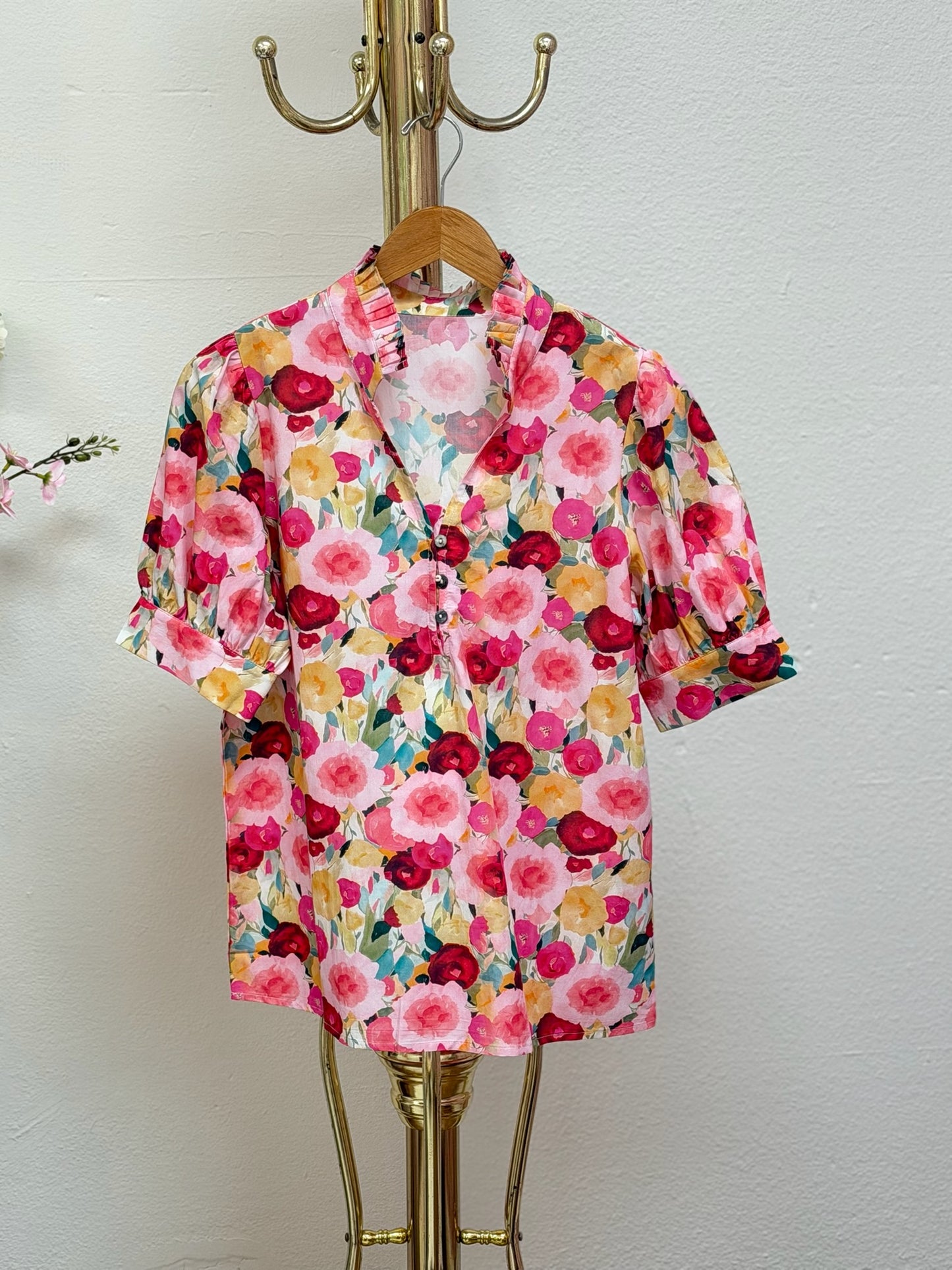 Frilled V Neck Blouse