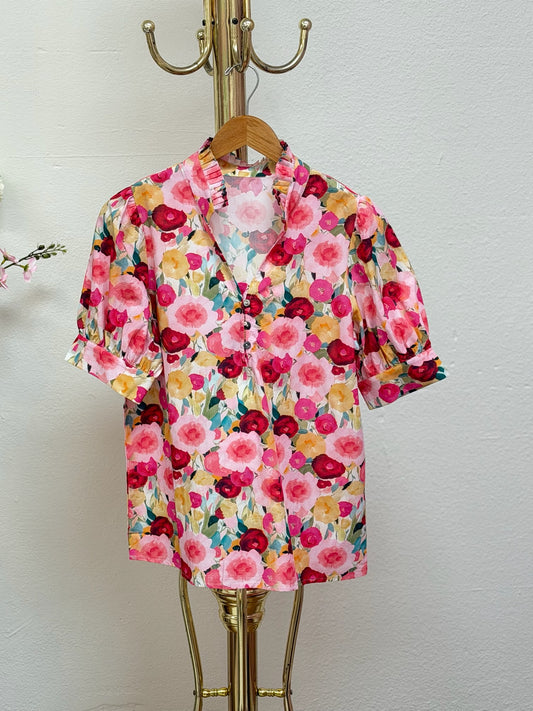 Frilled V Neck Blouse