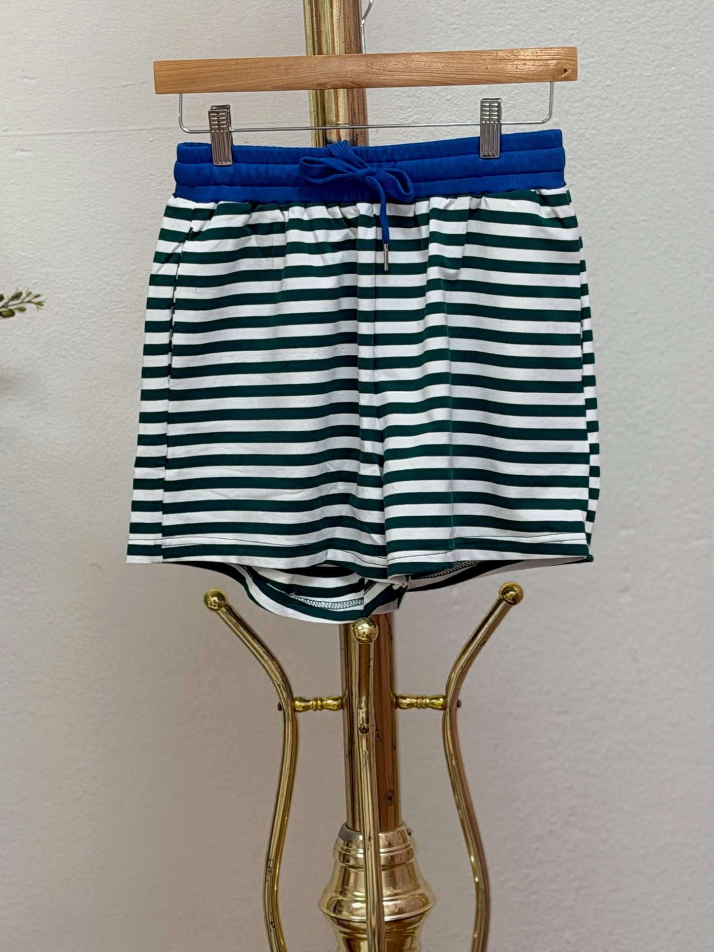 Stripe Contrast Trim Short Set
