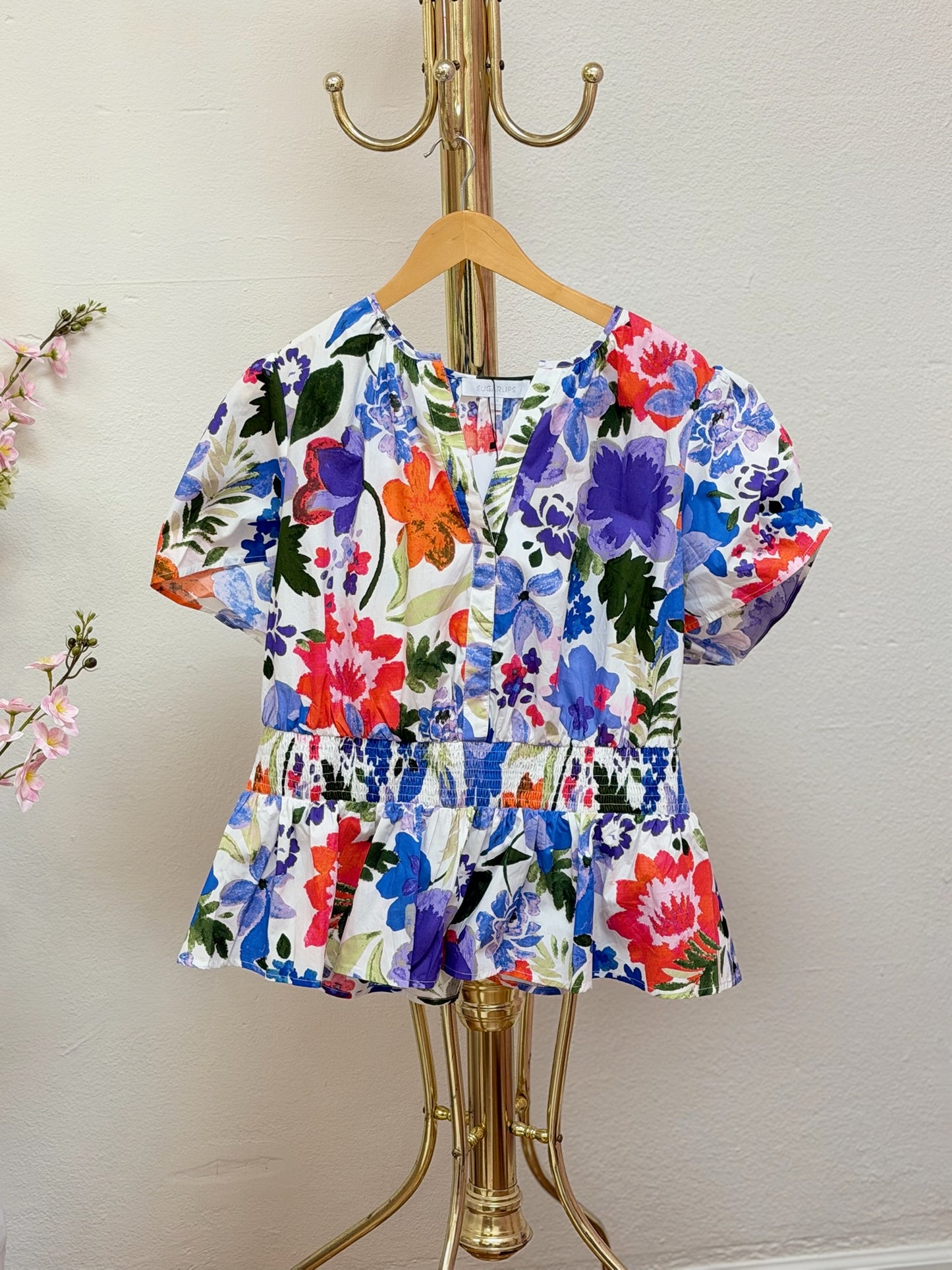 Floral Smocked Peplum Top