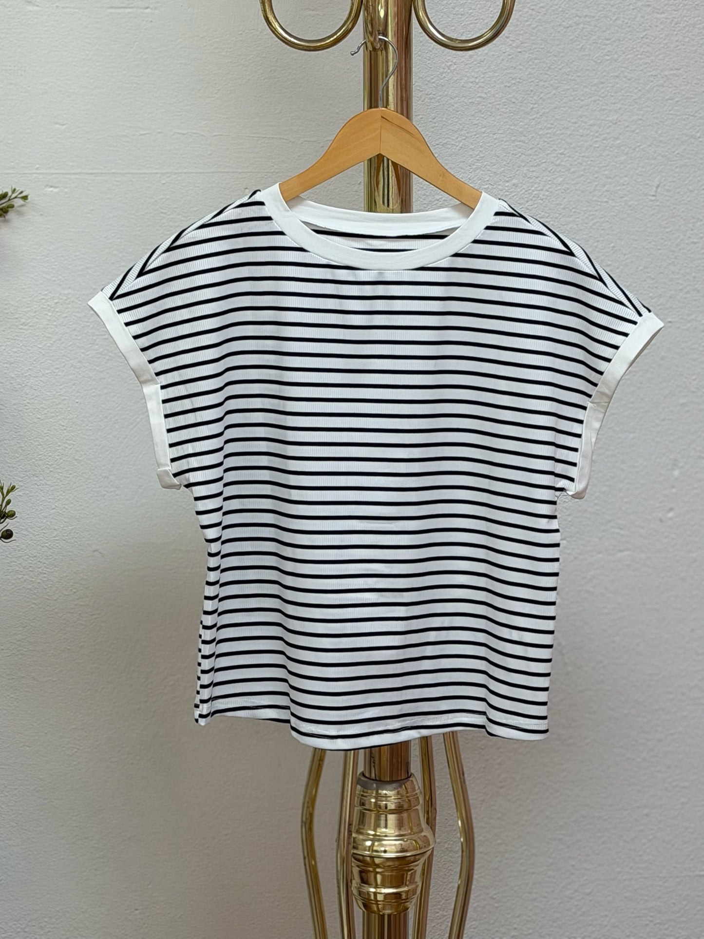 White Stripe Contrast Edge Short Set