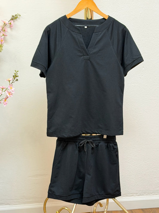 V Neck Short Set