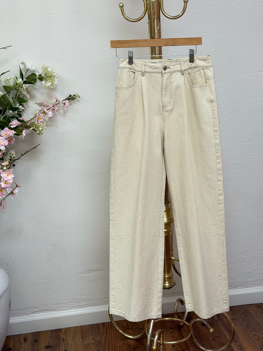 Pleated Denim Wide Pants