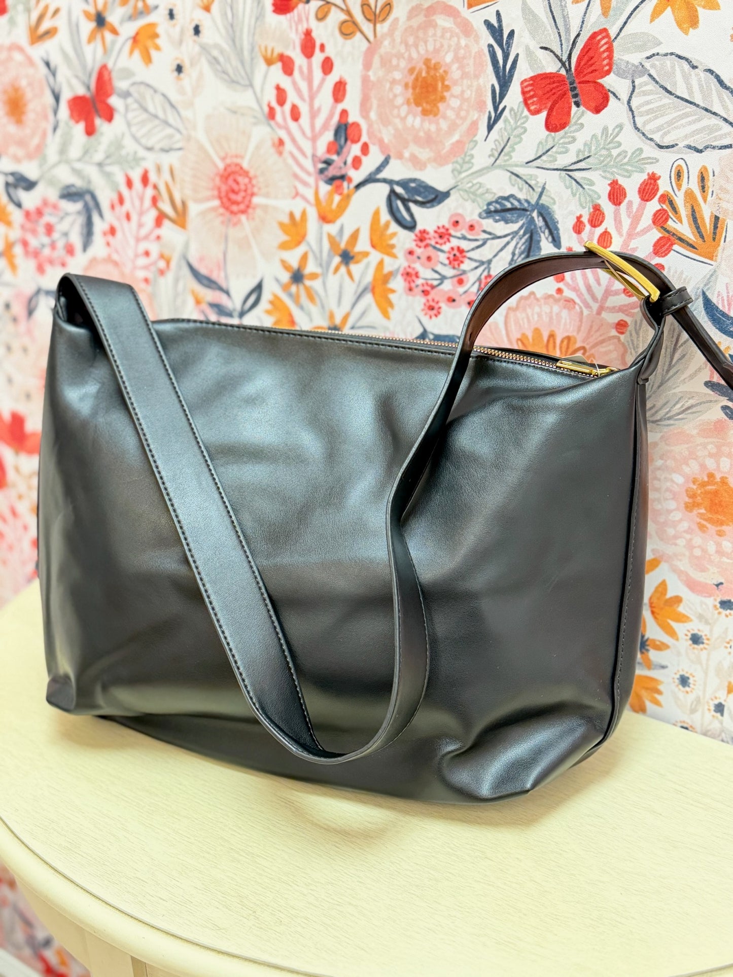 Vegan Leather Boston Shoulder Tote Bag