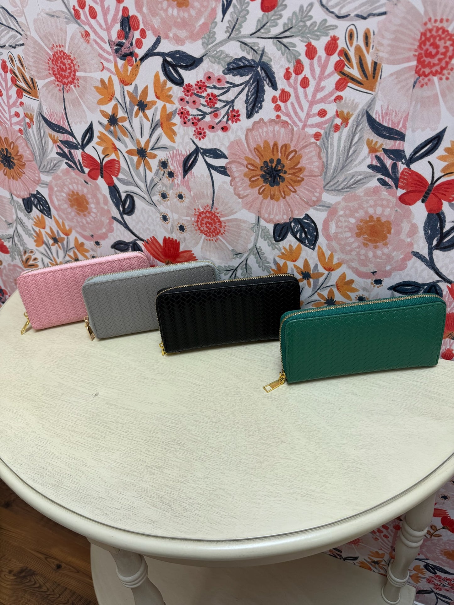 Vegan Leather Woven Long Wallet