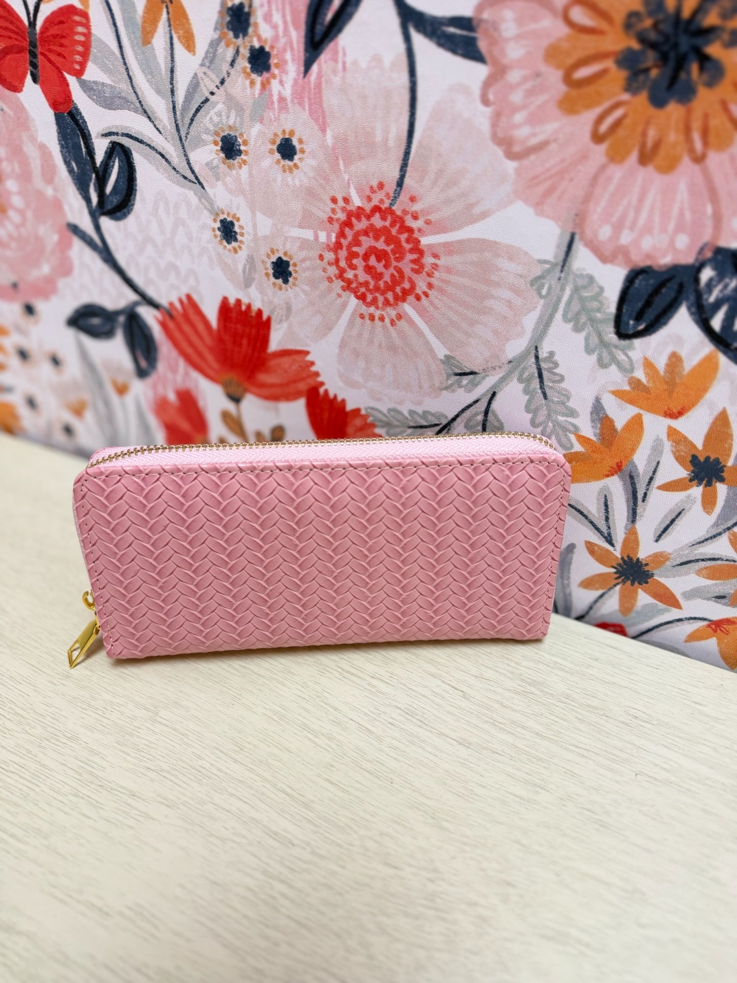 Vegan Leather Woven Long Wallet