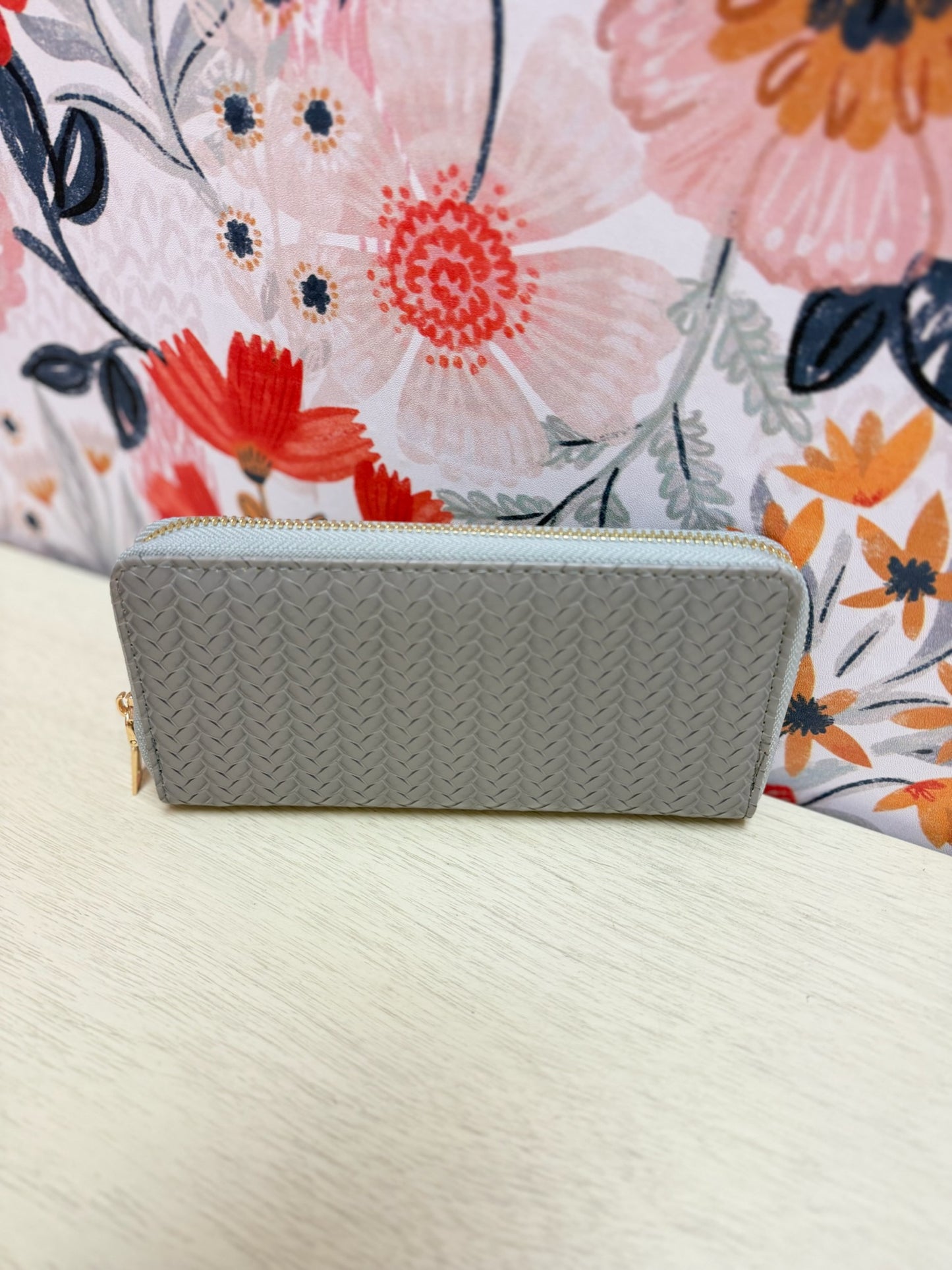 Vegan Leather Woven Long Wallet