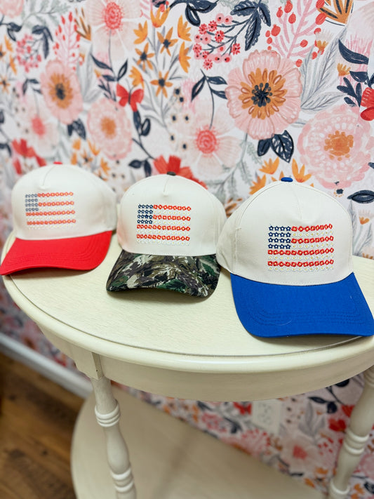 Star Floral American Flag Hat