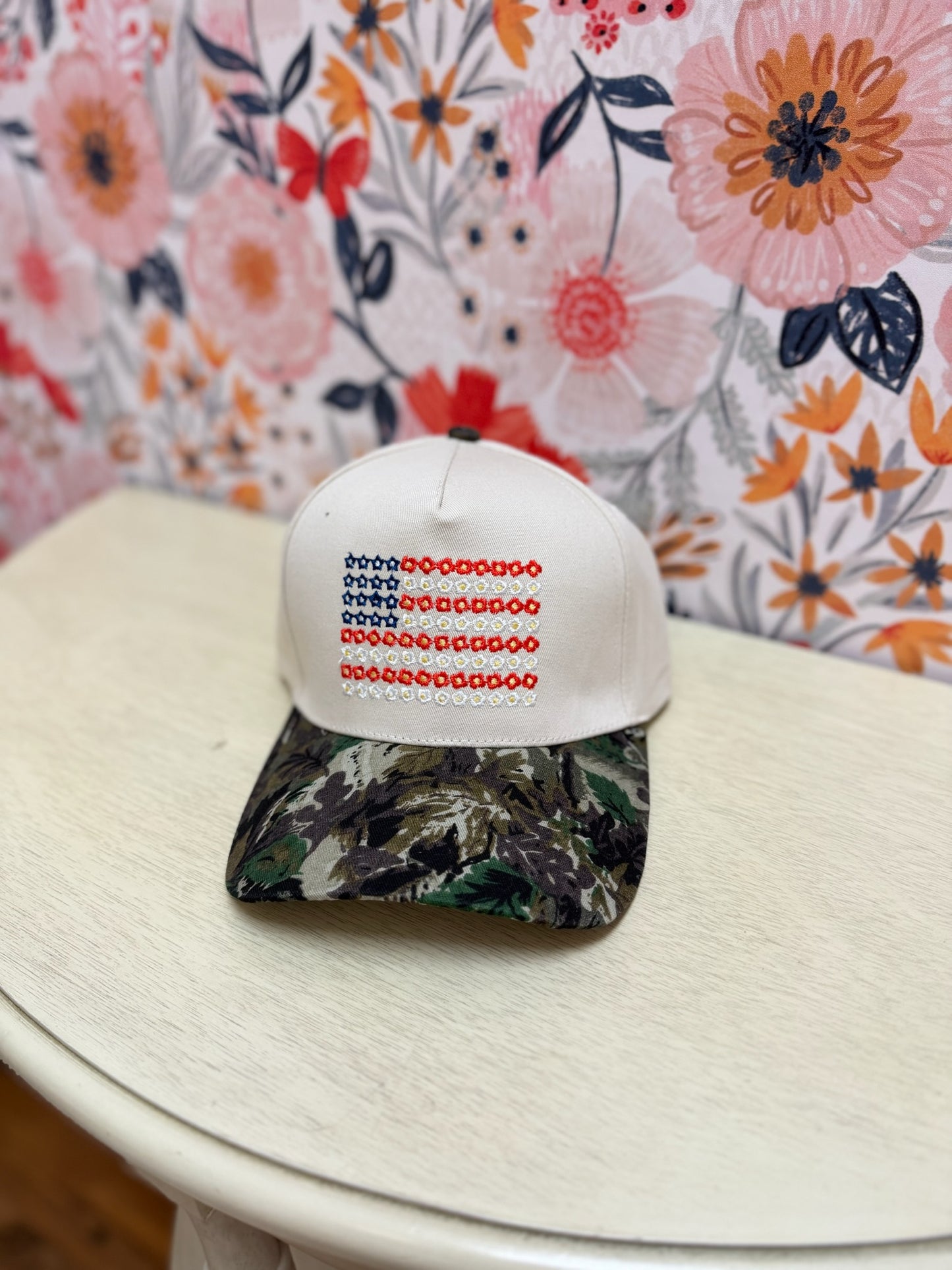 Star Floral American Flag Hat