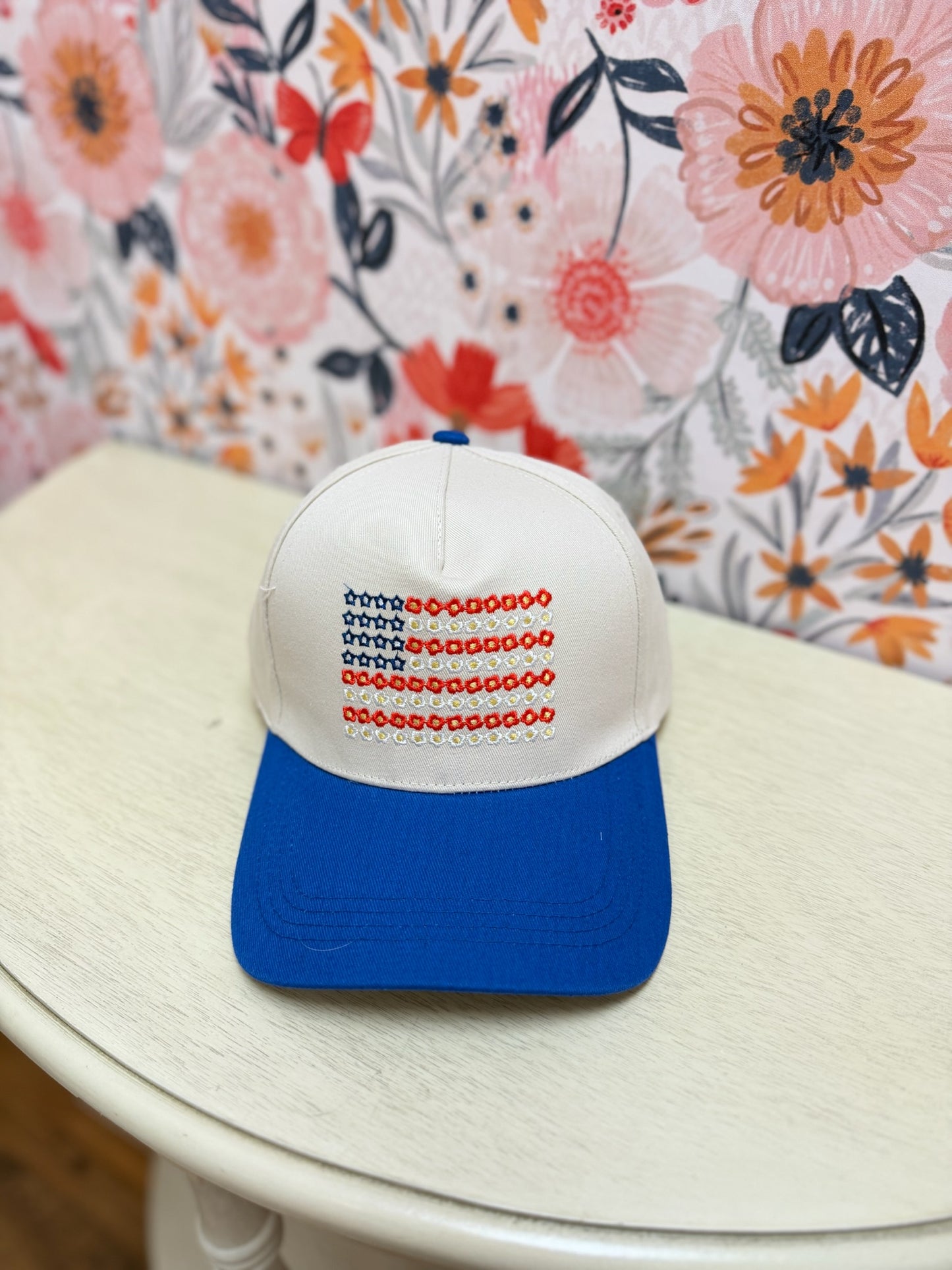 Star Floral American Flag Hat