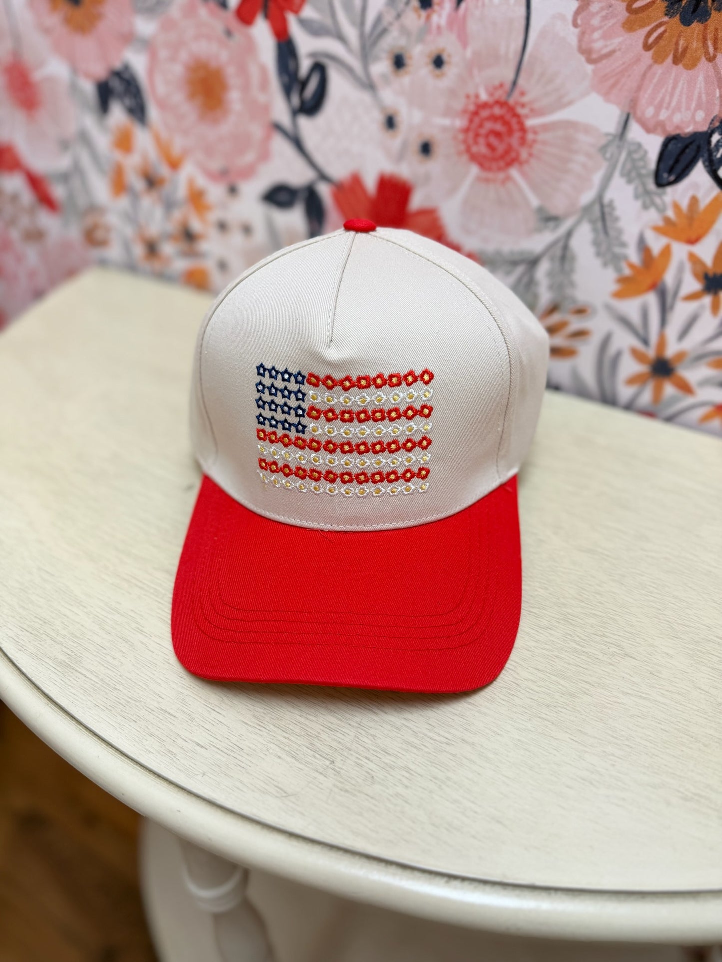 Star Floral American Flag Hat
