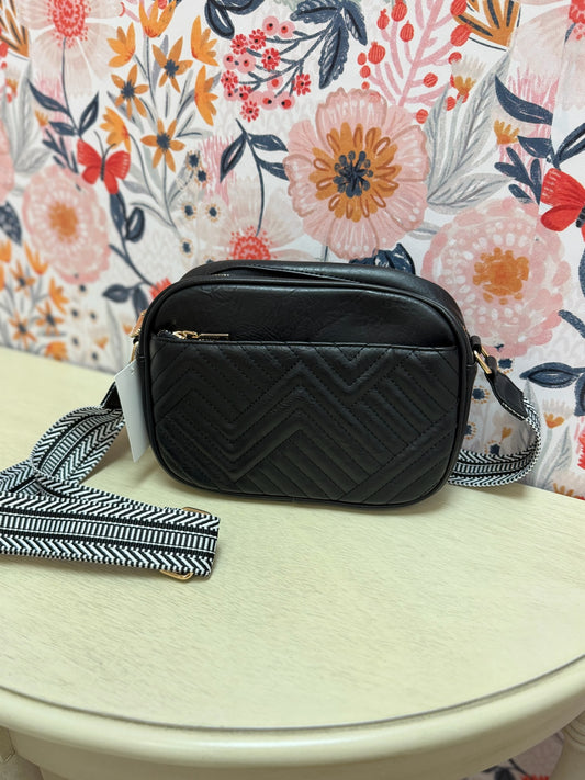 Chevron Weave Crossbody Camera Bag