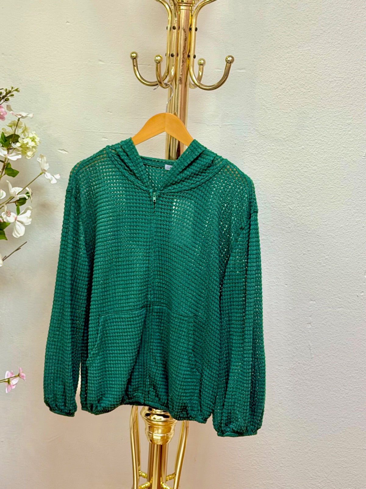 Zip-Up Hoodie Reverse Stitch Top