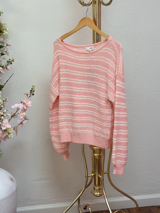 Boat Neck Long Sleeve Stripe Sweater