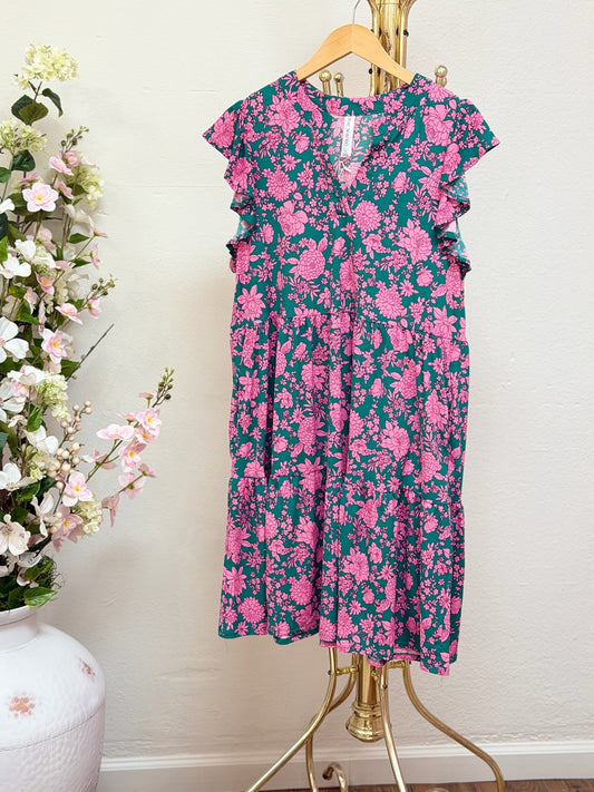 Flutter Sleeve Tiered Forever Dress