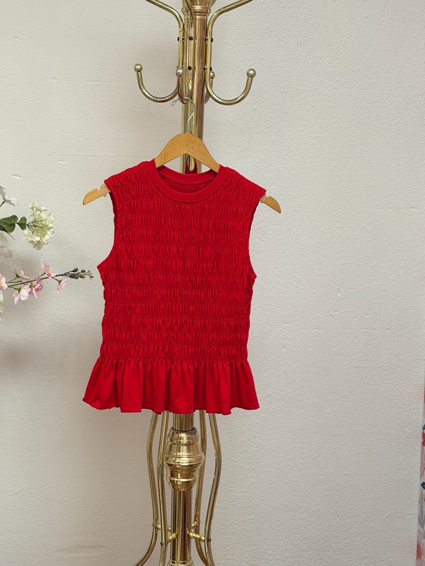 Smocked Peplum Top