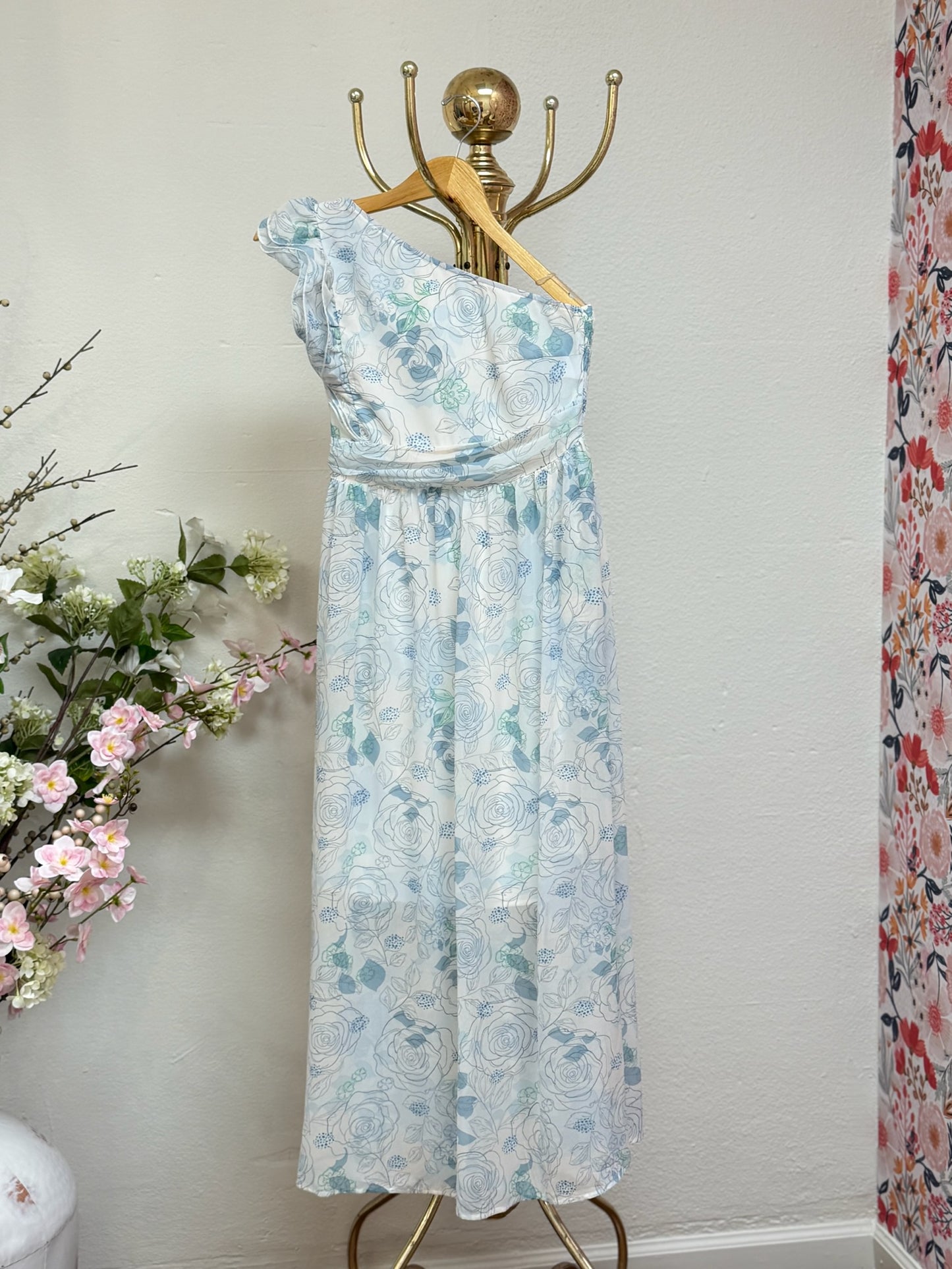 Ruffled One Shoulder Maxi Dress