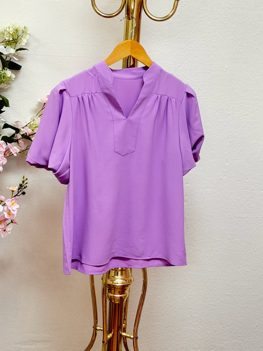 V Puff Sleeve Blouse